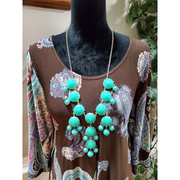 Honeyme Women's Brown Polyester Round Neck Long Sleeve Knee Length Dress Size S - Picture 2 of 10